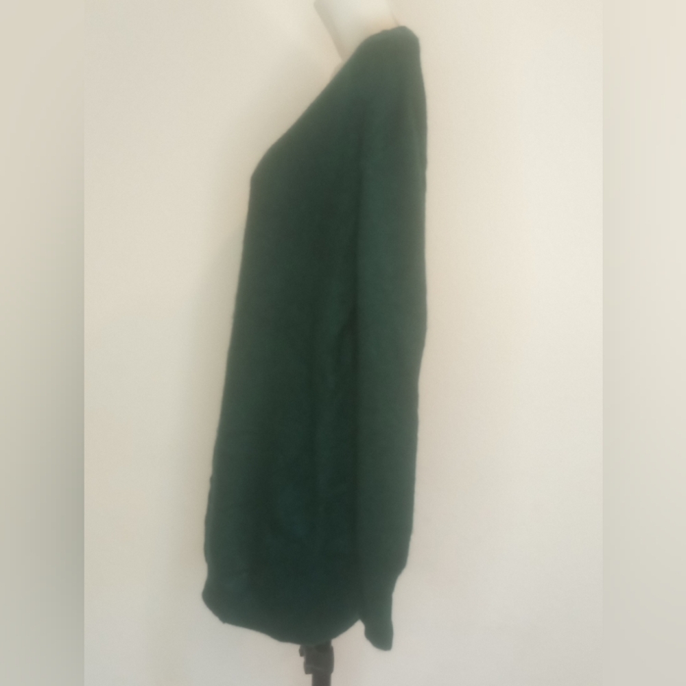 Fine Colection Designe In Paris 100%CashmereWomen's V-Neck Sweater - Dark Green - Picture 5 of 11